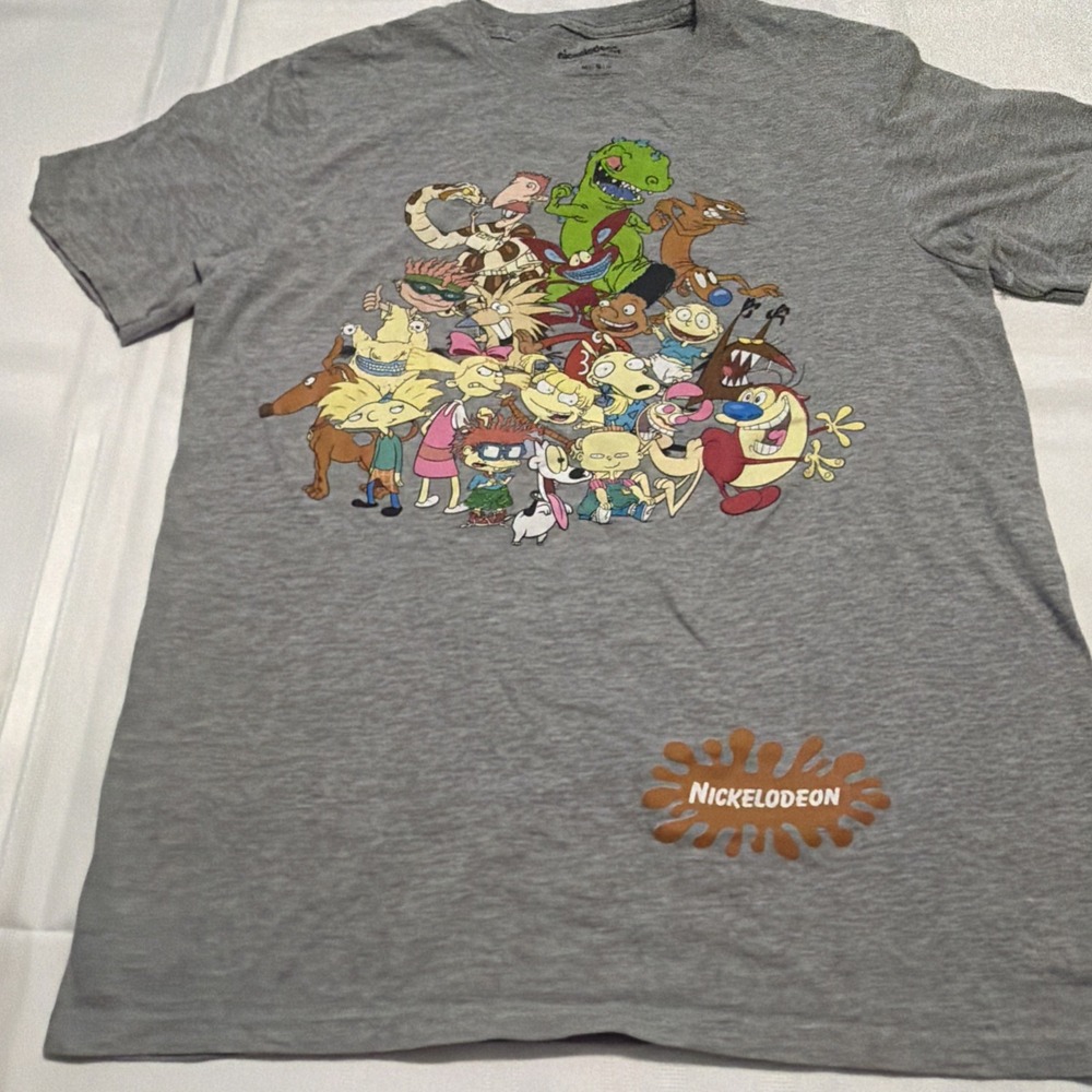 Nickelodeon Vintage Y2K Cartoon Character Graphic T-Shirt Gray Mens Medium